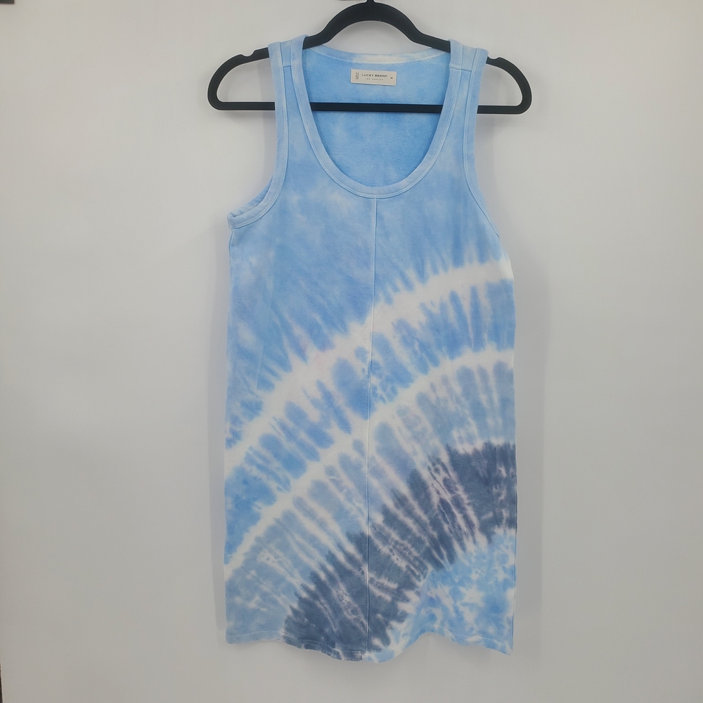 ♧♧ Lucky Brand French Terry Blue Tie-Dye Tank Dress Size XS NWT
